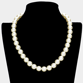 Gold Dipped Brass Metal 12mm Pearl Necklace