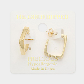 14K Gold Dipped Rectangle Metal Hoop Earrings