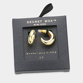 Secret Box _ 14K Gold Dipped CZ Embellished Hoop Earrings