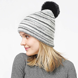 Multi Colored Pom Pom Beanie Hat