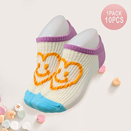 10Pairs - Heart Smile Printed Socks