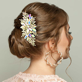 Marquise Stone Cluster Leaf Hair Comb
