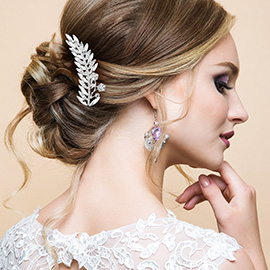 Floral Marquise Stone Pointed Leaf Hair Comb
