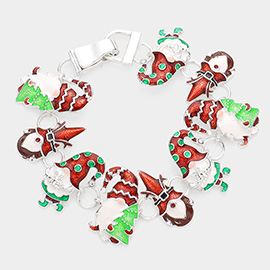 Glittered Santa Claus Link Magnetic Bracelet
