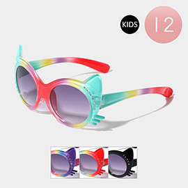 12PCS - Ombre Cat Wayfarer Kids Sunglasses