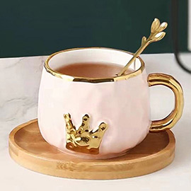 Crown Ceramic Mug Cup and Saucer Set