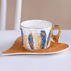 Feather Angel Wings Ceramic Mug Cup and Saucer Set