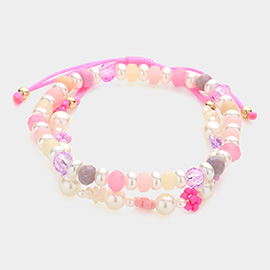 2PCS - Pearl Faceted Beaded Bracelets