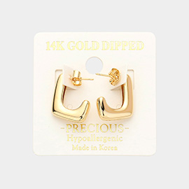 14K Gold Dipped Rectangle Hoop Earrings