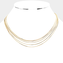 Brass Metal Chain Multi Layered Necklace