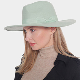 Bow Band Pointed Solid Panama Hat