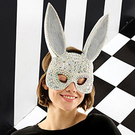 Stone Embellished Halloween Costume Bunny Mask