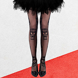 Day of The Dead Skull Halloween Costume Fishnet Tights