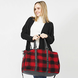 Buffalo Check Patterned Duffle / Tote / Crossbody Bag