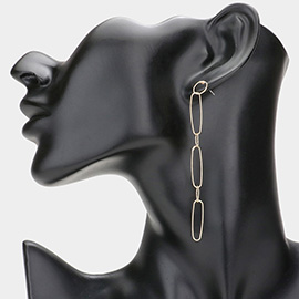 Brass Metal Open Oval Link Dangle Earrings