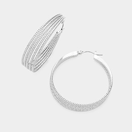 Brass Metal Split Hoop Pin Catch Earrings