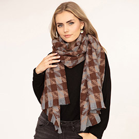 Mixed Houndstooth Patterned Oblong Scarf