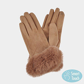 Fluffy Faux Fur Suede Touch Smart Gloves