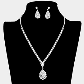 Double Teardrop Accented Rhinestone Necklace