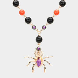 Spider Pendant Beaded Necklace