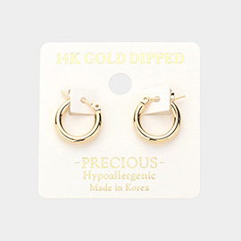 14K Gold Dipped 0.5 Inch Metal Hoop Pin Catch Earrings