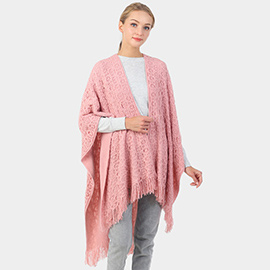 Cut Out Detailed Fringe Poncho