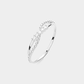 Rhinestone Embellished Crisscross Brass Metal Ring