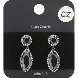 CZ Marquise Stone Dangle Evening Earrings