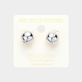 14K White Gold Dipped 0.5 Inch Metal Huggie Hoop Earrings