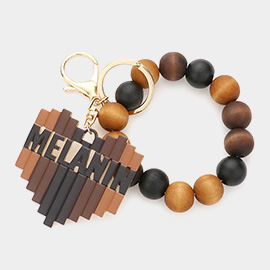 Melanin Message Heart Wood Ball Keychain / Bracelet