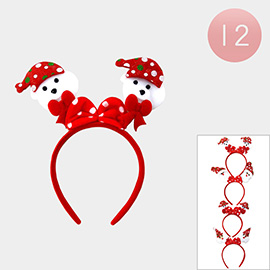 12PCS - Bow Pointed Bear Snowman Santa Claus Headbands