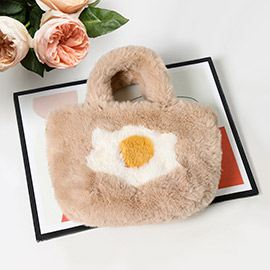 Flower Pointed Faux Fur Mini Tote Bag