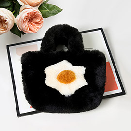 Flower Pointed Faux Fur Mini Tote Bag