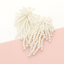 Pearl Faceted Bead Cluster Vine Fringe Dangle Earrings