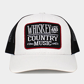 Whiskey and Country Music Message Mesh Back Baseball Cap
