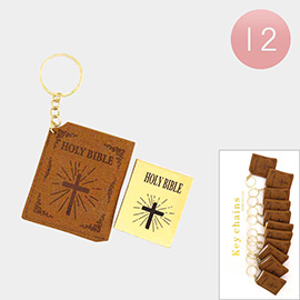 12PCS - Cross Centered Holy Bible Keychains