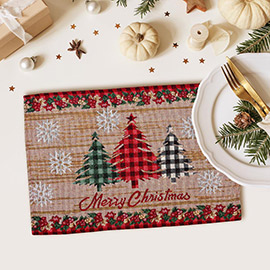 Merry Christmas Tree Snowflake Tapestry Placemat