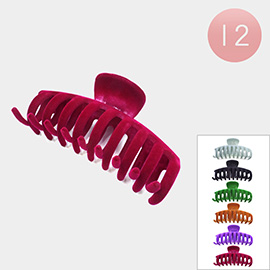 12PCS - Solid Velvet Claw Hair Clips
