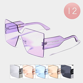 12PCS - Square Rimless Wayfarer Sunglasses