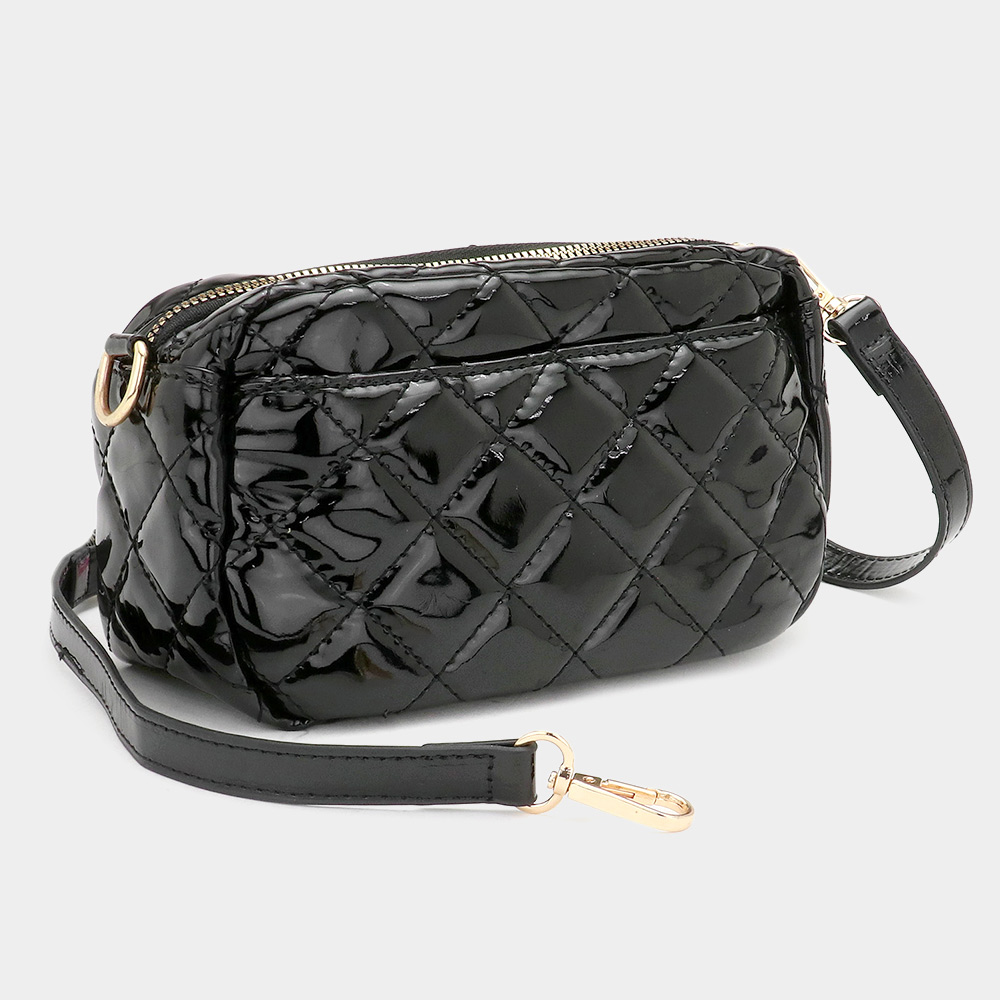 Quilted Solid Rectangle Crossbody Bag