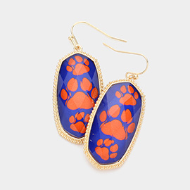 Game Day Triple Paw Pointed Hexagon Dangle Earrings