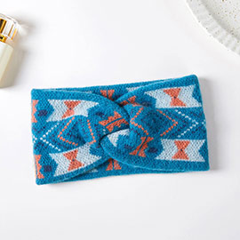 Aztec Patterned Knit Earmuff Headband