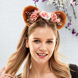 Flower Faux Fur Animal Ears Headband