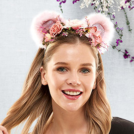 Flower Faux Fur Animal Ears Headband