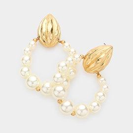 Pearl Open Oval Dangle Earrings