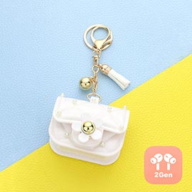 Daisy Flower Accented Pearl Embellished Bag Tassel Airpods Pro Case / Keychain