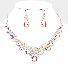 Teardrop Stone Accented Evening Necklace
