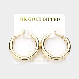 14K Gold Dipped 1.25 Inch Metal Hoop Earrings
