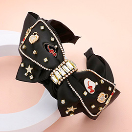 Pearl Heart Lock Hat Star Lipstick Embellished Bow Headband
