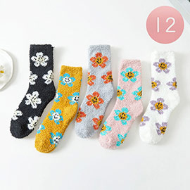 12Pairs - Flower Smile Patterned Socks